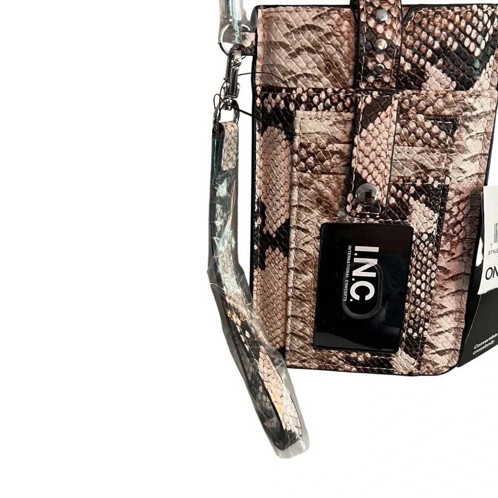 INC International Concepts Sleek Snake Convertible Crossbody/ wristlet Phone Bag